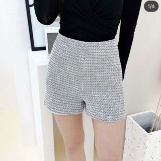 Jevia Korea women tweed shorts grey Korean women's gray shorts629776544413461124