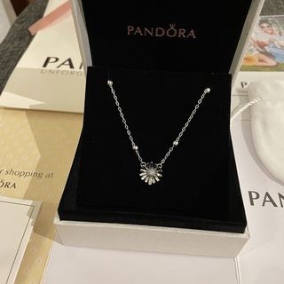 Kalung Pandora - Pandora Necklace ORIGINAL 100% gelang bracelet korea drakor crystal emas silver gold viral FLOWER DIAMOND SILVER PUTIH