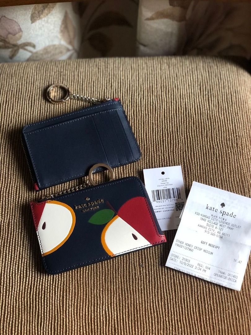 Kate Spade Honeycrisp Apple Card Holder, Luxury, Bags & Wallets on Carousell