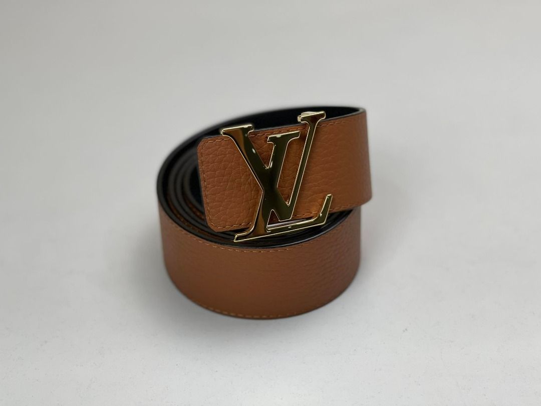 LOUIS VUITTON M9151 LV Logo 85 34 Inch Leather Belt Black Brown Japan [Used]