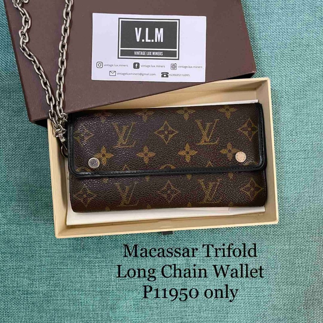 Louis Vuitton, Bags, Louis Vuitton Monogram Canvas Portfolio Trifold Chain  Macassar Wallet Wristlet