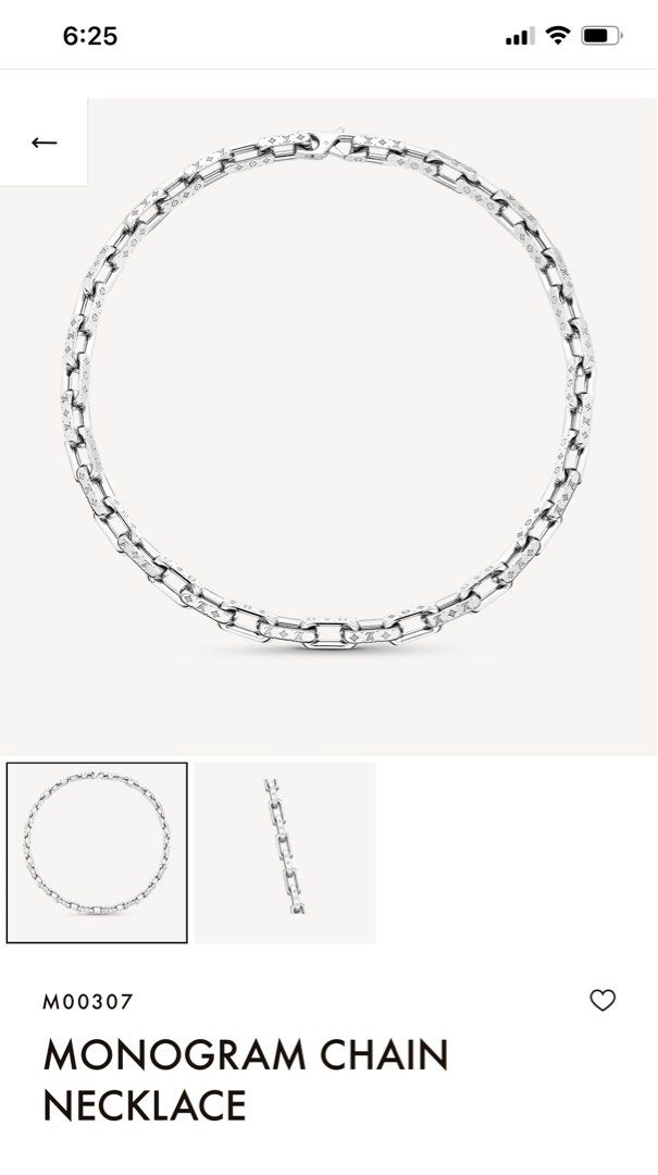 LOUIS VUITTON Collier Monogram Chain Necklace M00307 Silver Accessory  23RC471
