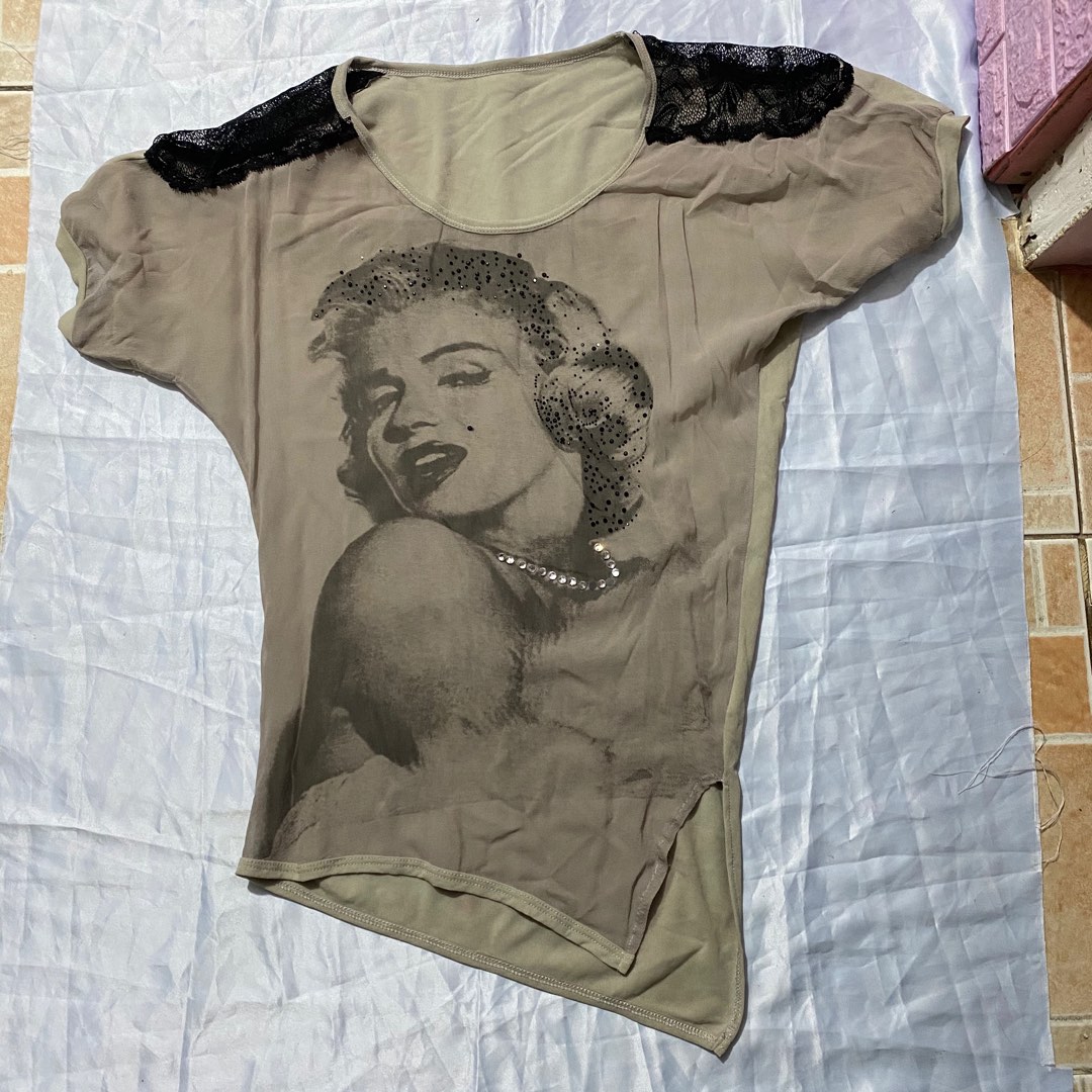 T-Shirt Donna Marilyn Monroe Stampa Diretta - Bianca Cotone - Idea Regalo Simpatica
