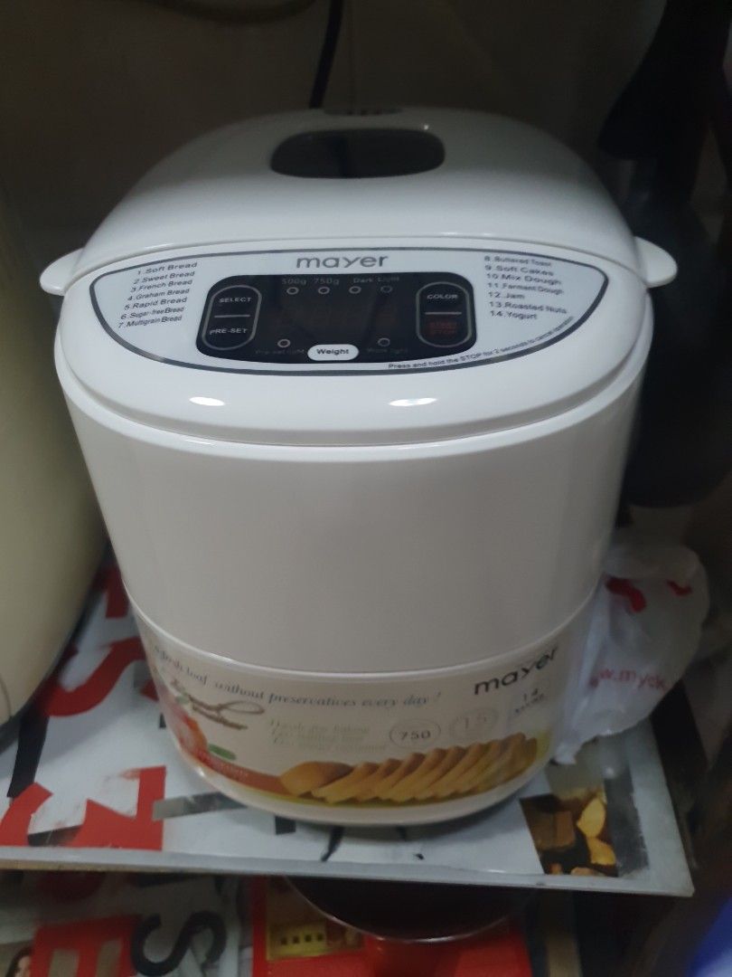 Mayer Breadmaker (Category: Breadmakers) located in Singapore. Submitted by saintsjay17 (Listing ID 1198598115, Image 2). Description: Clearing appliances Meet up only..