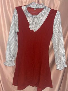 MIDI Dress maroon kotak