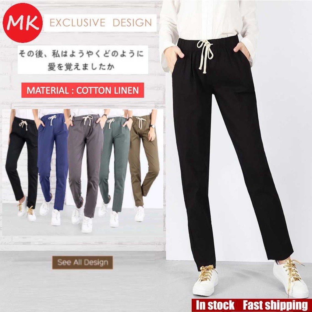 MK Women Long New Fashion Slim Fit Female Cotton Loose Casual Pants Plus  Size Linen (17/441), Women's Fashion, Bottoms, Jeans & Leggings on Carousell