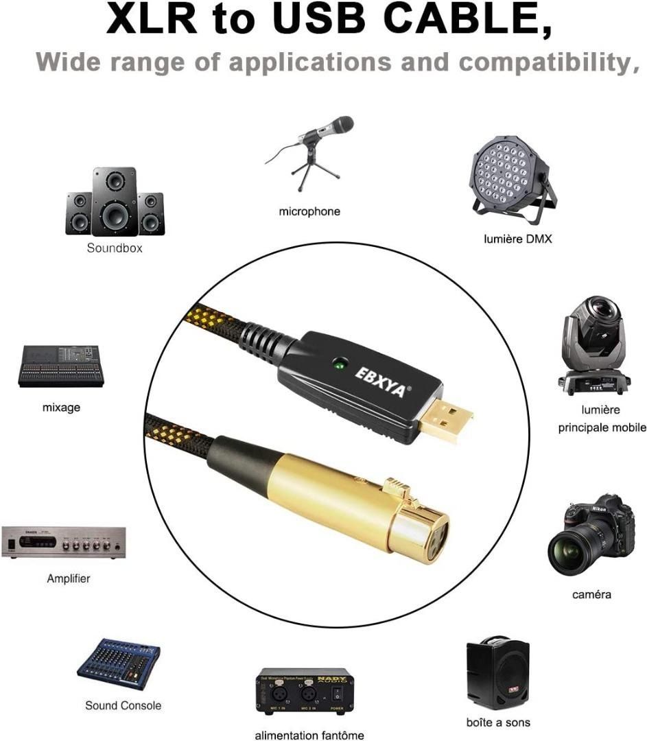 EBXYA XLR to USB Cable, USB to XLR Microphone Cable 3 Pin XLR Female C –  ebxya