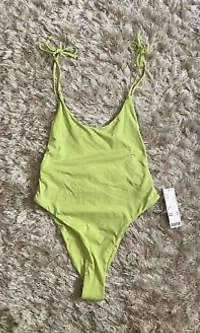Out From Under Urban Outfitters Lime Green One Piece Open Back Swimsuit