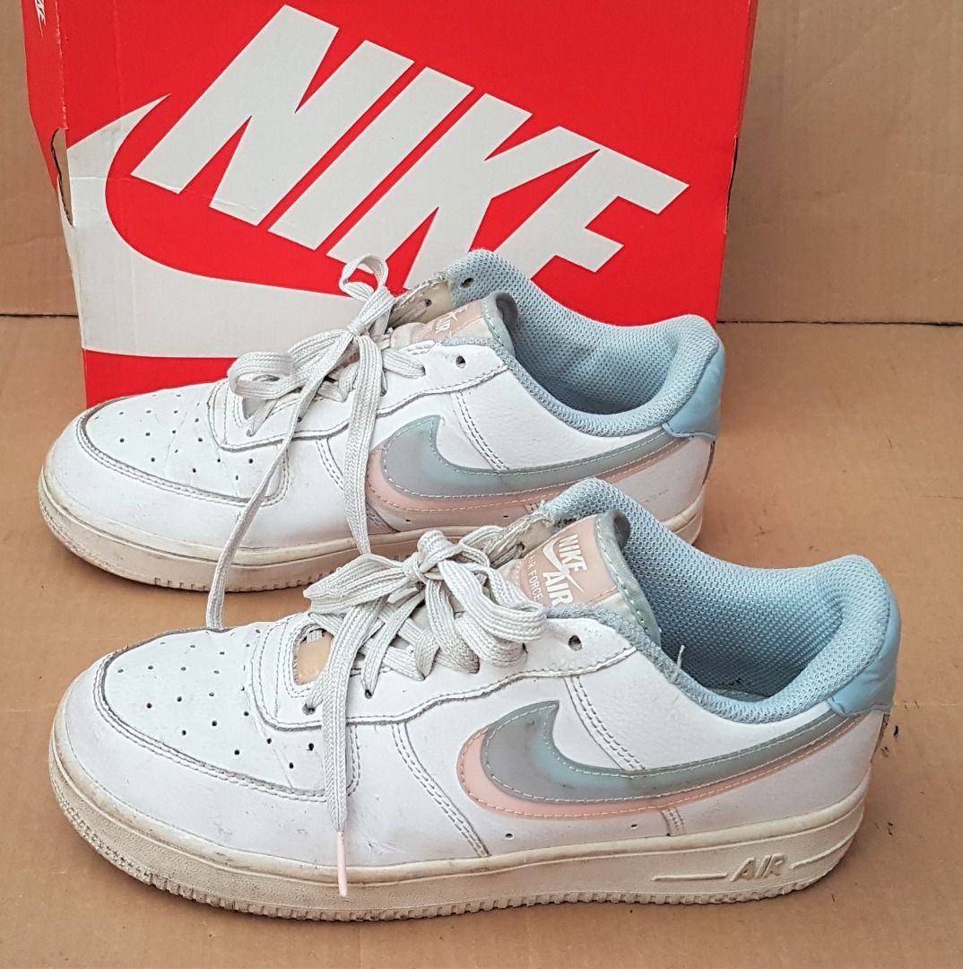 Premium Nike Designer Sneakers Nike Air Force One Shoes US 8 UK 5.5 Euro 39 Double Swoosh White Leather Training High Performance Original