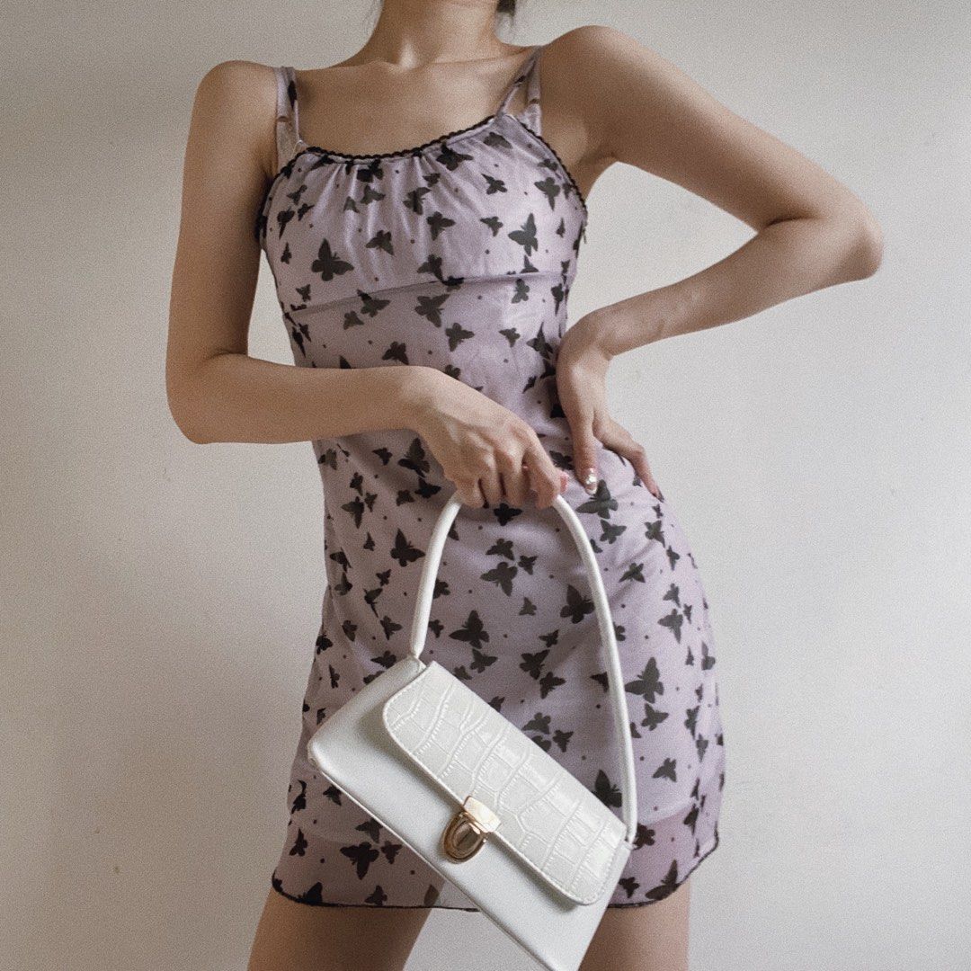 Vintage 00s butterfly purple mini dress