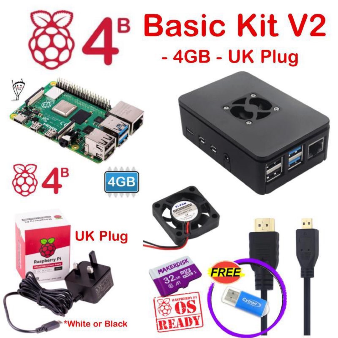 Raspberry Pi 4 Model B 4gb Basic Kit V2 Uk Plug Computers And Tech Desktops On Carousell 9447