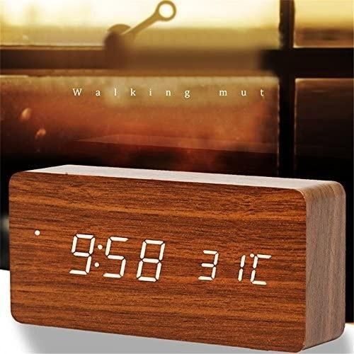 Ready stock! Queta LED Wood Digital Alarm Table Clock Date Temperature