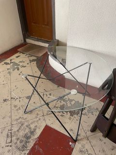 Round Glass Coffee Table with Metal Legs