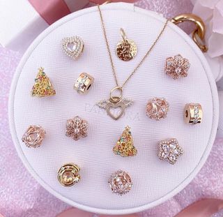SALE!! AUTH PANDORA ROSEGOLD AND GOLD SHINE CHARMS 980 EACH. Necklace 1699.