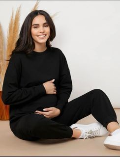 SHEIN Maternity Drop Shoulder Pullover and Joggers Set