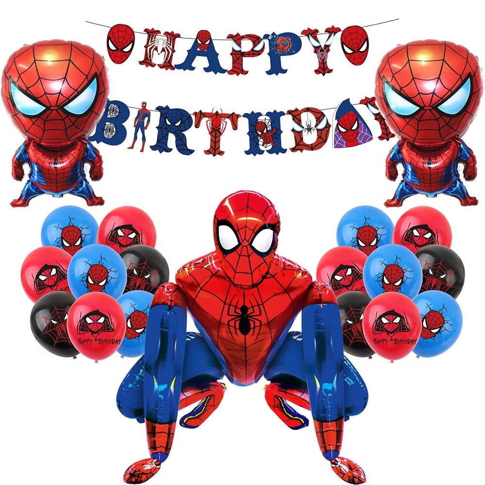 Spiderman Birthday Party Set / Backdrop Banner / 18 pcs Balloons / 60cm