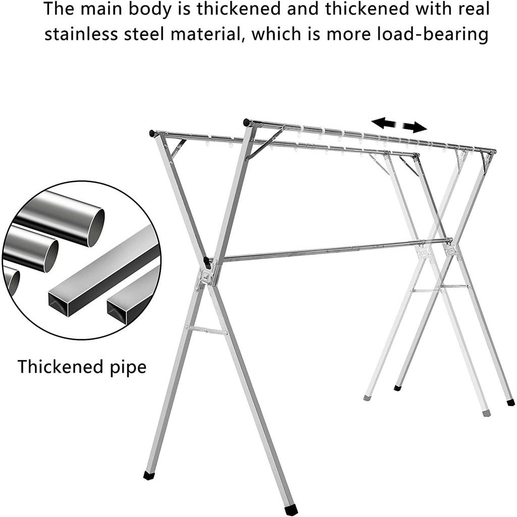 Strong Stainless Steel Extendable x Rack - Clothes Laundry Drying Rack ...