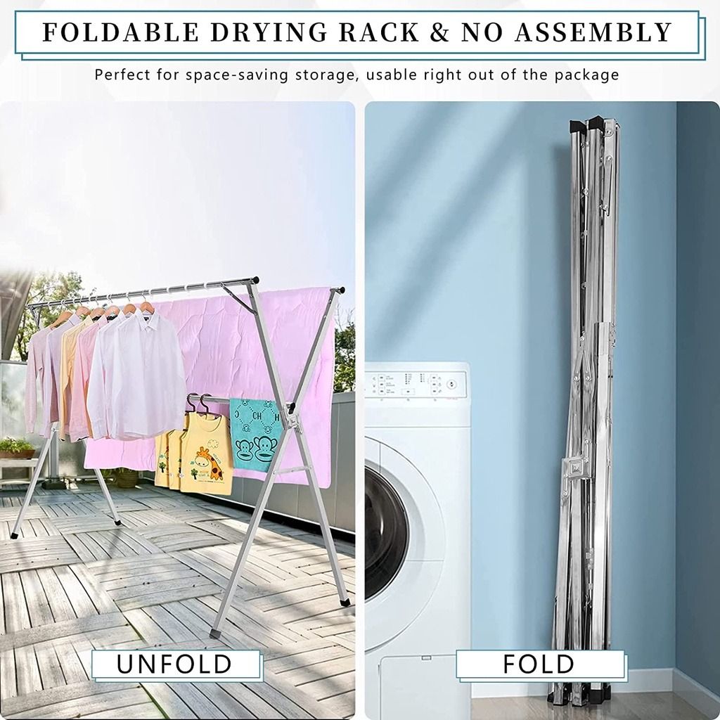 Strong Stainless Steel Extendable x Rack - Clothes Laundry Drying Rack ...