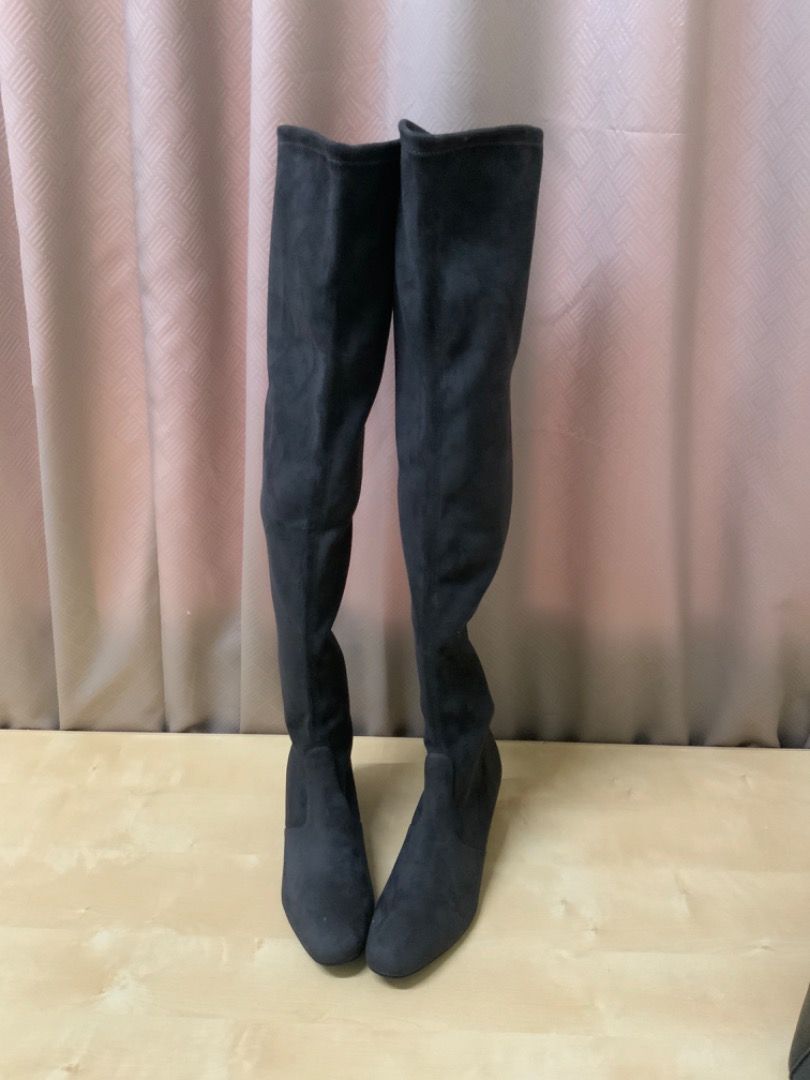 Dark grey over the knee boots hot sale
