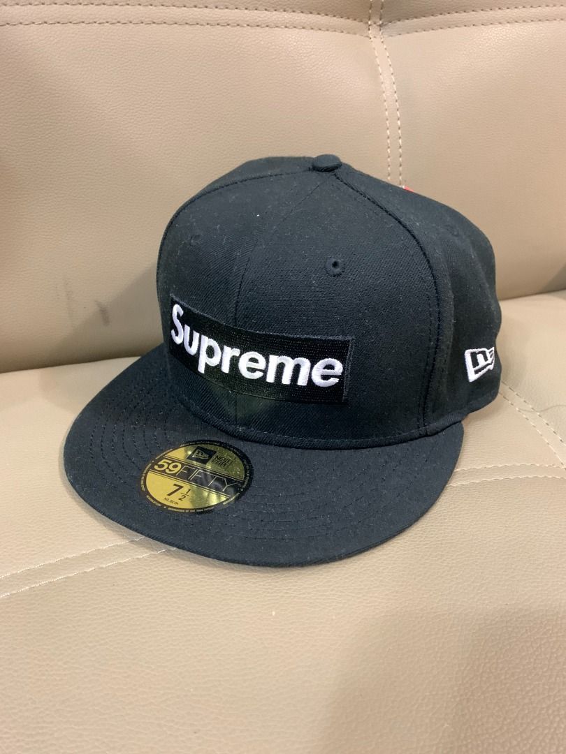 Supreme Money Box Logo New Era CAP 棒球帽7 1/2 Size, 男裝, 手錶及