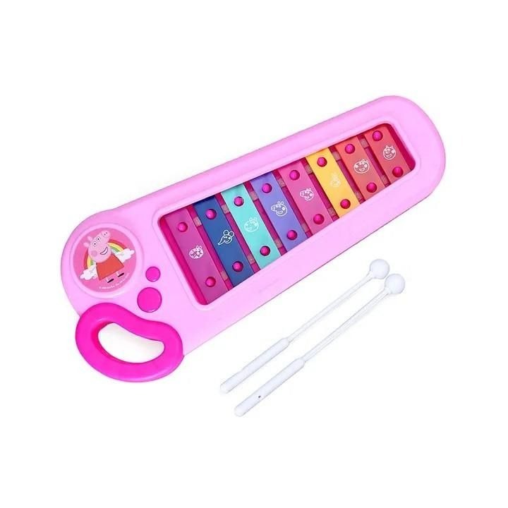 T346 Peppa Pig Xylophone with Mallets, Pink, Hobbies & Toys, Music