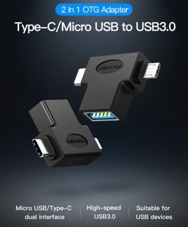 Type-C to USB 3.0 Adapter Micro USB 2 in 1 OTG Cable Adapter for Keyboard Mouse Printer USB Hub