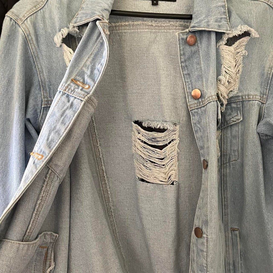 Valley Girl Ripped denim jacket Women s Fashion Clothes on Carousell