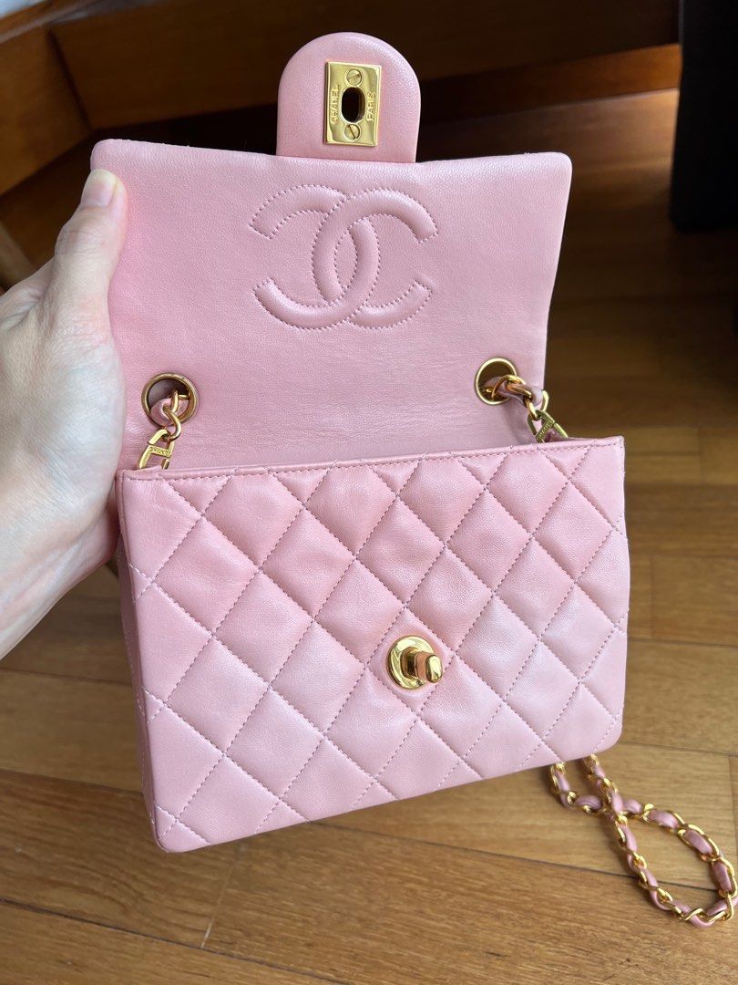 Vintage Chanel Mini Square Sakura Pink, Luxury, Bags & Wallets on