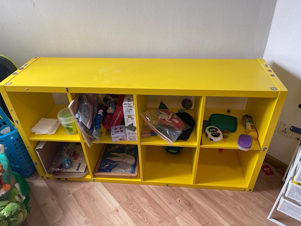 Yellow ikea kallax 2x4, Furniture & Home Living, Furniture, Shelves