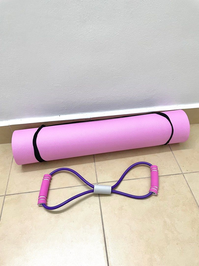Resistance band outlet and yoga mat