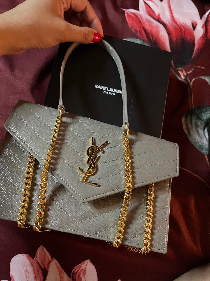 YSL CASSANDRA CHAIN WALLET IN GRAIN DE POUDRE EMBOSSED LEATHER Matellese,  Luxury, Bags & Wallets on Carousell