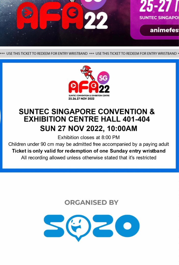 2 AFA 2022 ticketsexhibition only, Tickets & Vouchers, Event Tickets