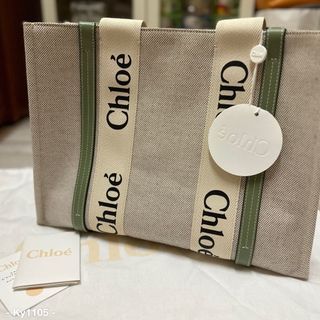 原價34000）Chloe woody中號牛油果綠 非小號mini可裝A4
