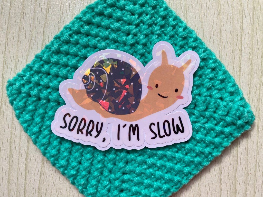 6pcs/pack 8cm Cute snails with quotes stickers (laminated,holographic,waterproof), Hobbies