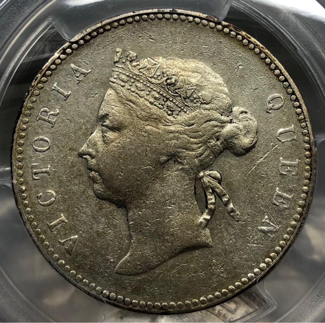 香港半圓大圈1893年[PCGS Cleaned-VF Detail] 白銀鑄造【少有1893年大