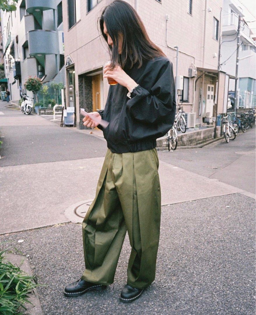 sagenation 23AW BOX PLEATS TROUSER カーキM-