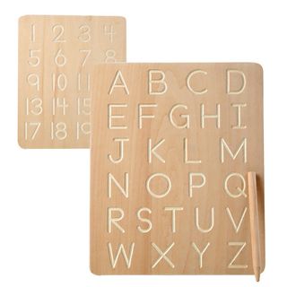 Coogam Wooden Letters Practicing Board, Double-Sided Alphabet Tracing Tool Learning to Write ABC Educational Toy Game Fine Motor Montessori Gift for