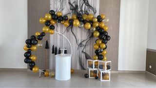 Backdrop Photobooth Birthday Party Iron Grid Circle