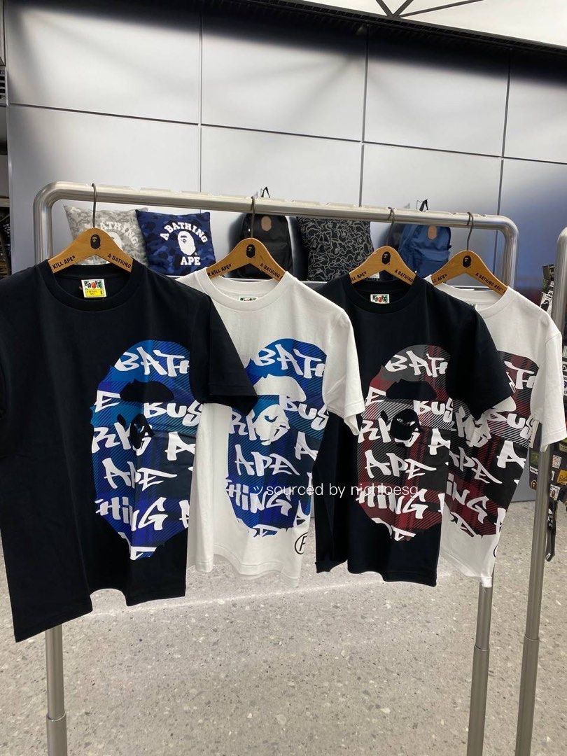 BAPE GRAFFITI CHECK SIDE BIG APE HEAD TEE