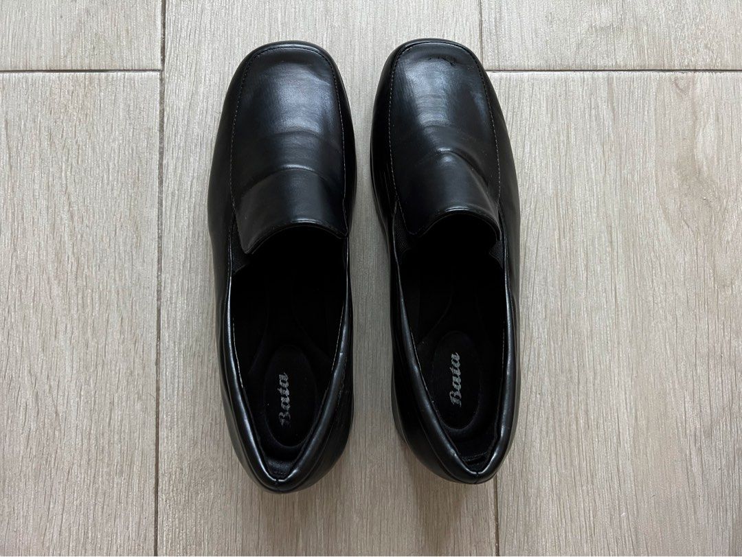 bata black office shoes