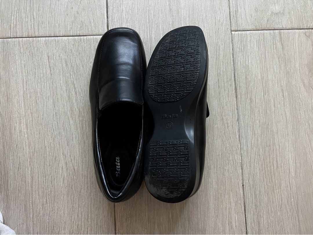 bata black office shoes