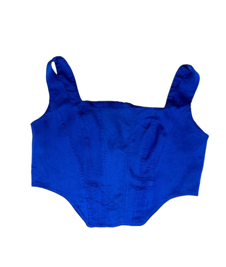 Blue corset tube top bustier y2k, Women's Fashion, Tops, Sleeveless on