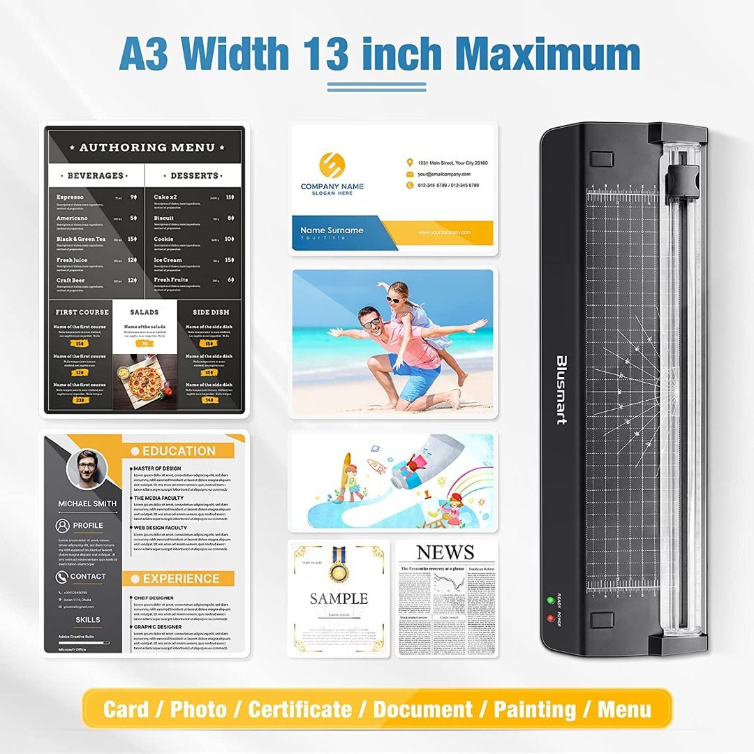 Blusmart 13" A3 Hot Cold Laminator Machine 7 in 1 Set W/Corner Rounder