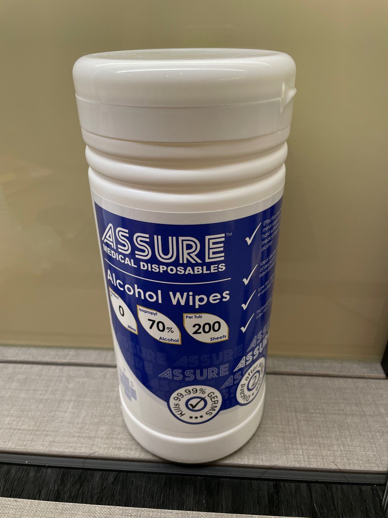BN Assure medical disposables alcohol wipes 200 sheets 200 x 250mm