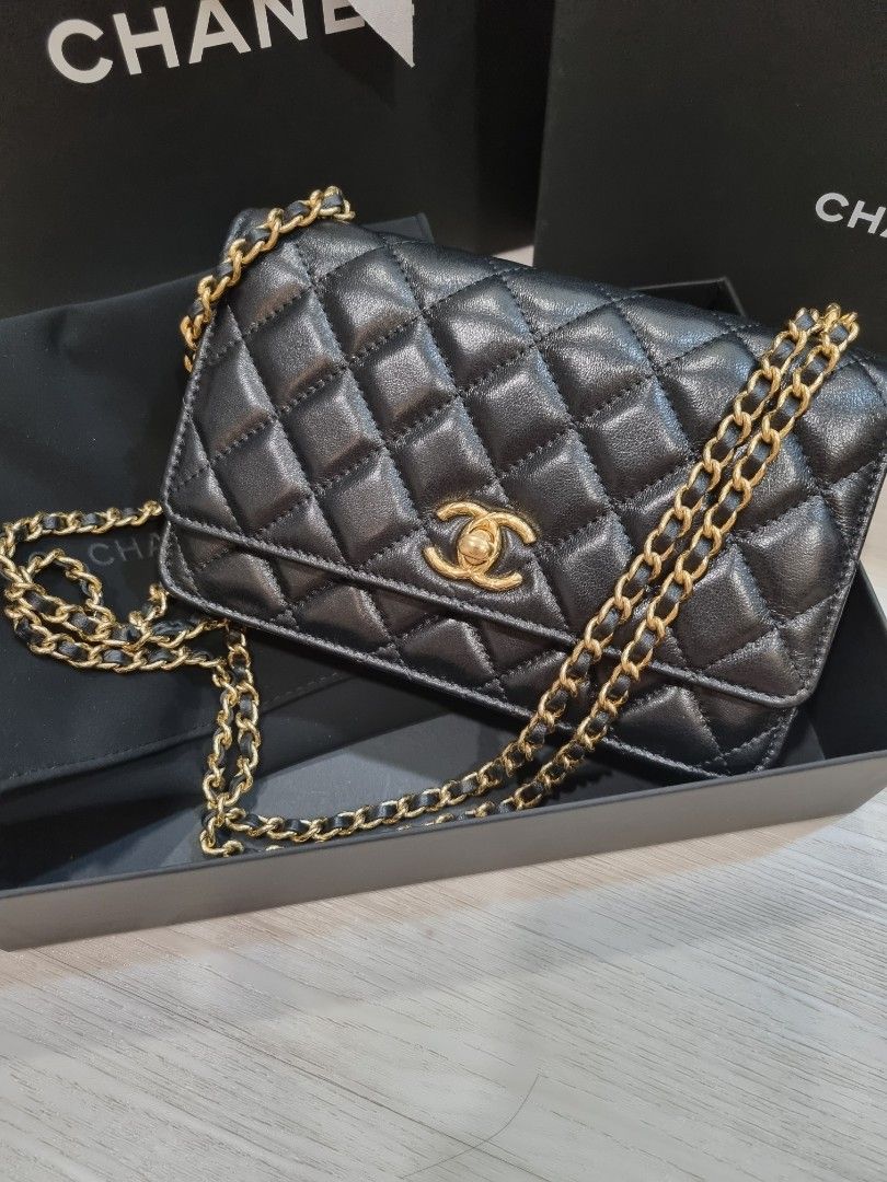 BNIB Chanel 23C Wallet On Chain WOC Adjustable Chain Black