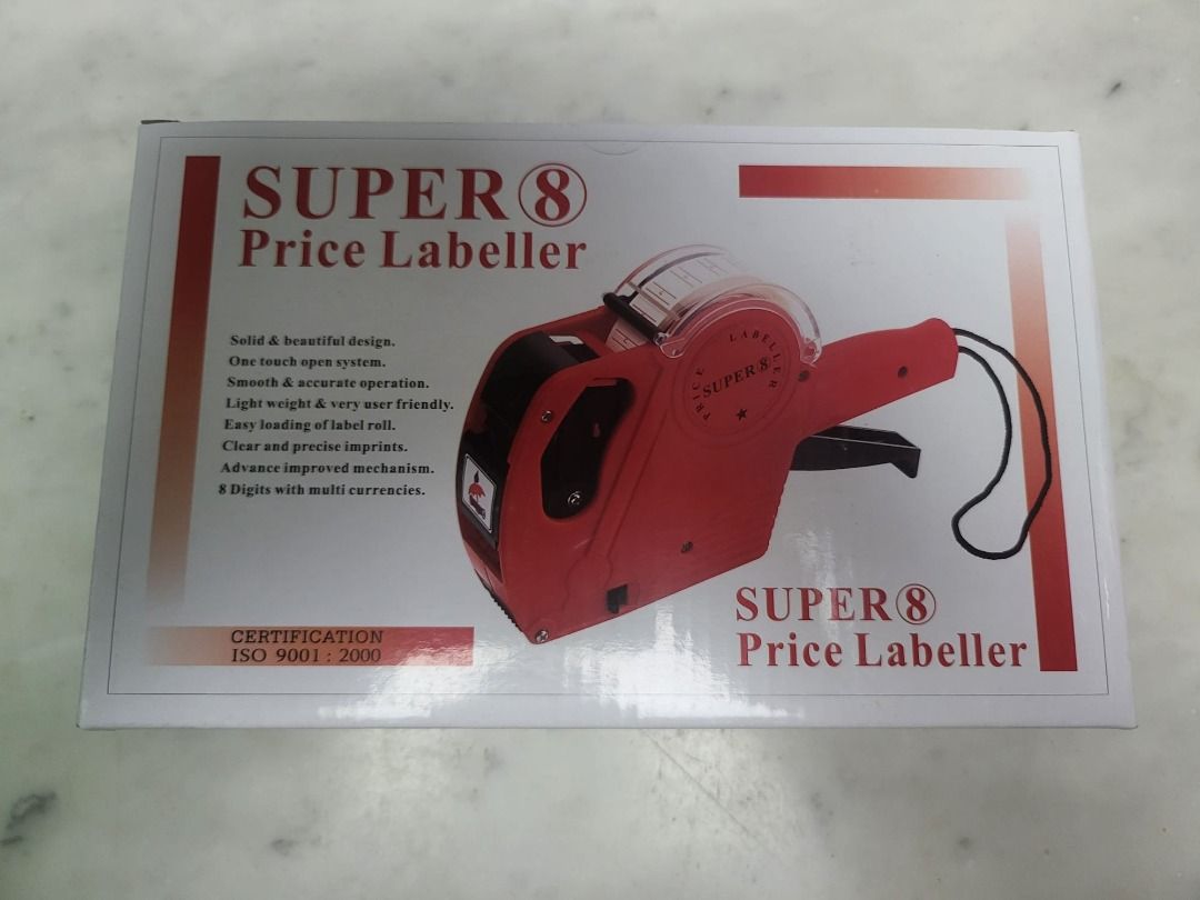 BNIB] SUPER 8 Price Labeller, 8 Digits Price Tag Gun, With ...