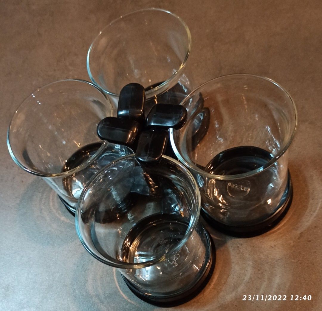 Danish Modern Bodum Glass Coffee Mugs, as in Star Trek - Set of 10