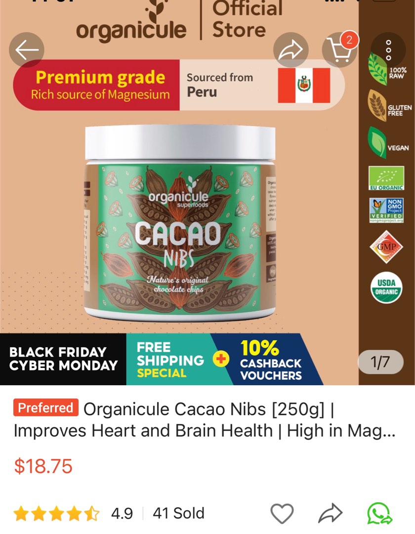Cacao Nibs, Health & Nutrition, Health Supplements, Health Food, Drinks