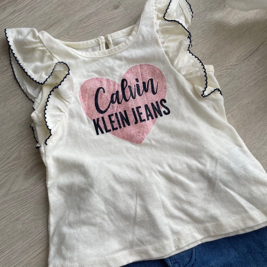 Calvin Klein baby toddler girl ruffle t shirt, Babies & Kids, Babies & Kids  Fashion on Carousell