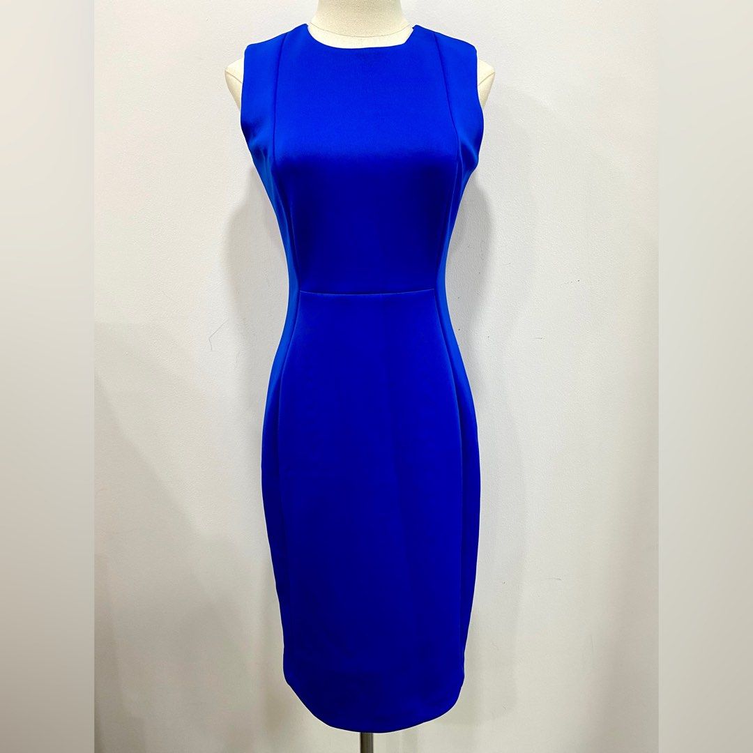 Calvin klein blue sleeveless dress clearance